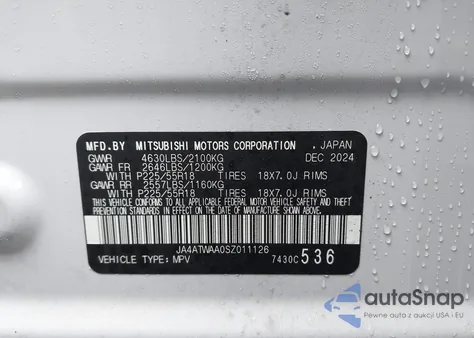 2025 Mitsubishi Eclipse Cross Se S-Awc z USA, uszkodzony, nr VIN JA4ATWAA0SZ011126